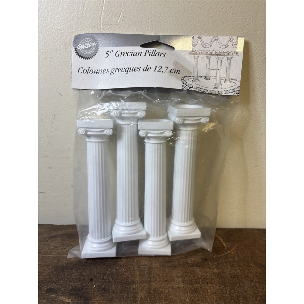 Wilton 5" inch White Grecian Pillars Cake Decorations New In Package Baker Gamer